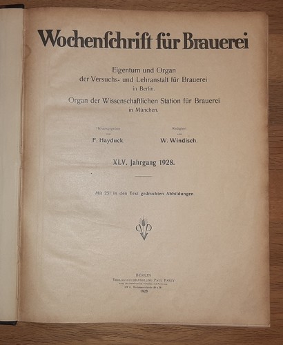 Wochenschrift für brauerei - wochenschrift,