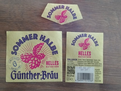 Bieretikett günther bräu - bieretikett,, günther-bräu